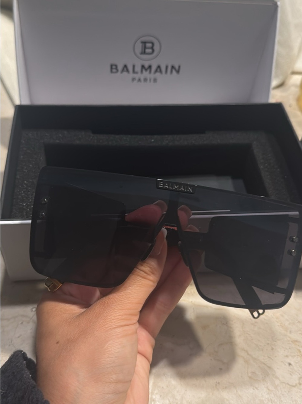 Balmain Limited Edition 'Wonder Boy' Shield Sunglasses in Black
